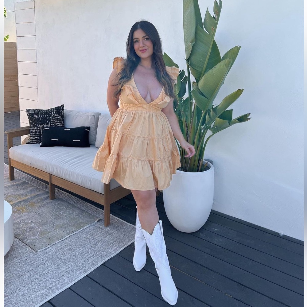 Abercrombie & Fitch Yellow Tiered Mini Dress